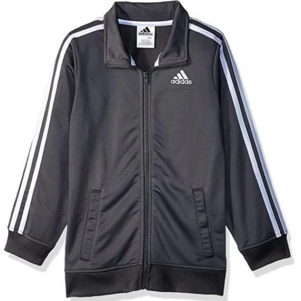 adidas Black and White Logo Zip Jacket youth boy - Picture 3 of 5